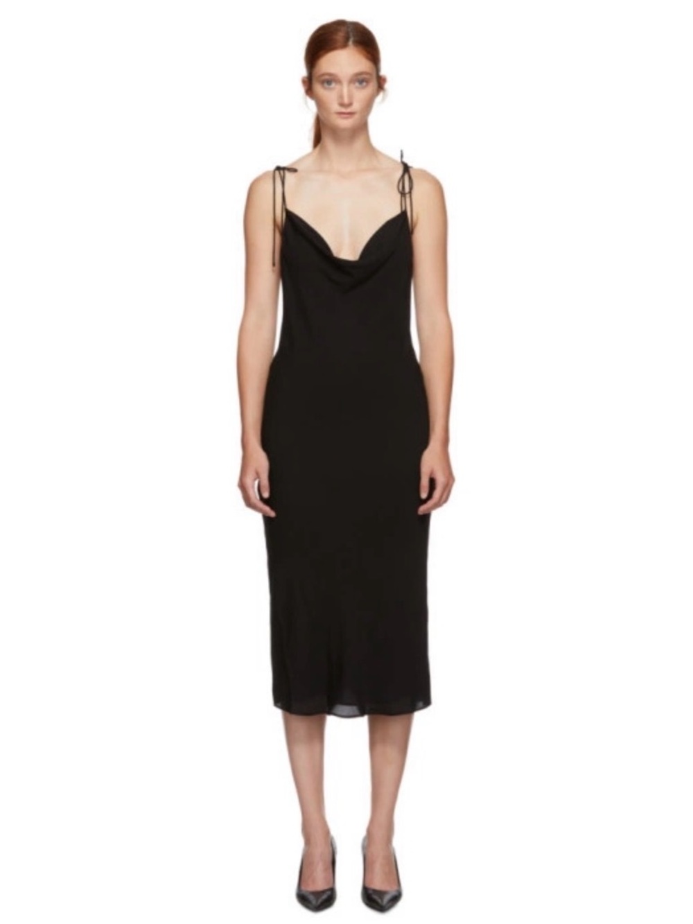 Black Cowl Neck Slip Dress with Tie Straps size 2